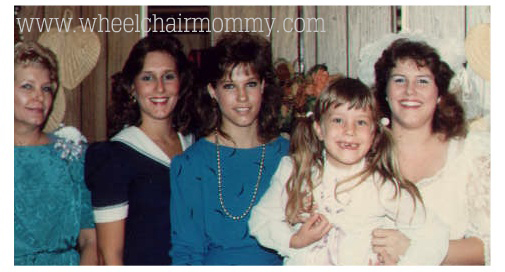 Mom, 2 of my other sisters and 5 year old me with Lisa just a month before she died. I *think* this was the last time I saw her alive.