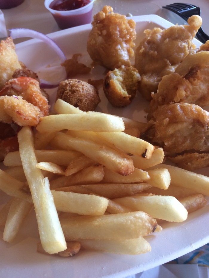 snoopy's shrimp and fish